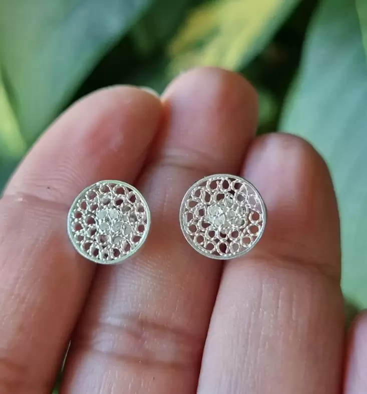 Aros circulitos en filigrana, plata ley 970