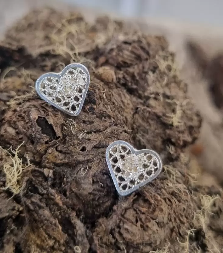 Aros corazones en filigrana, plata ley 970