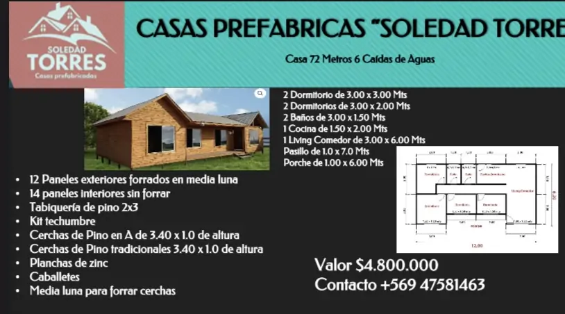 SOMOS UNA EMPRESA REGIONAL DE VENTA DE CASAS PREFABRICADAS Y TRANSPORTES TORRES - Imagen 15