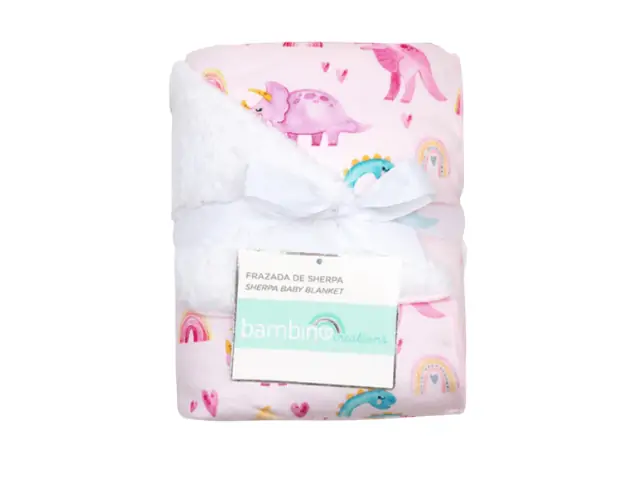 Frazada de Sherpa Rosado Dinosaurio