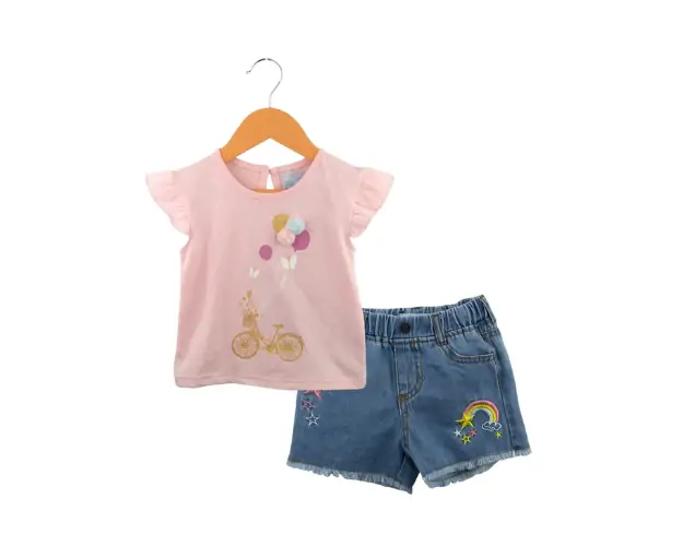 Conjunto de short y polera jeans niña